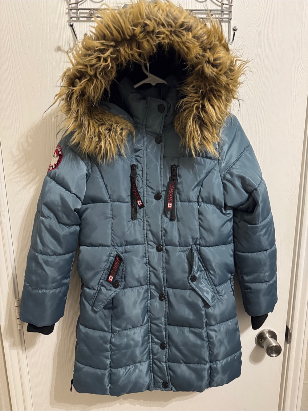 Canada Weather Gear Long Hooded Puffer Coat Girls M 10 12 Ski Winter Warm Snow